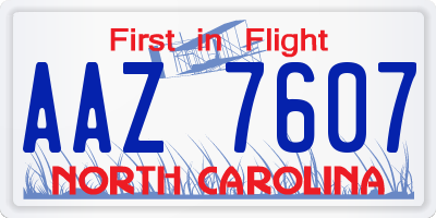 NC license plate AAZ7607
