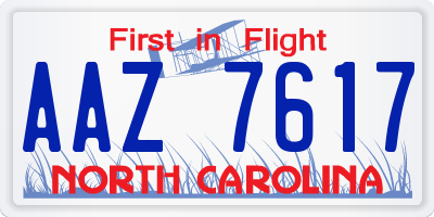 NC license plate AAZ7617