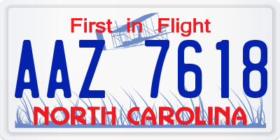NC license plate AAZ7618