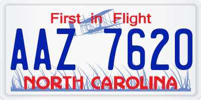 NC license plate AAZ7620