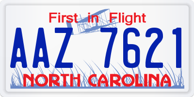 NC license plate AAZ7621