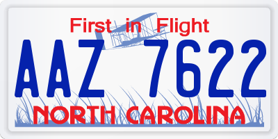 NC license plate AAZ7622