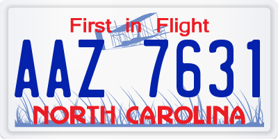 NC license plate AAZ7631