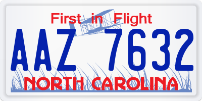 NC license plate AAZ7632