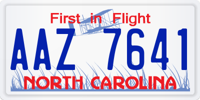 NC license plate AAZ7641