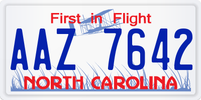 NC license plate AAZ7642