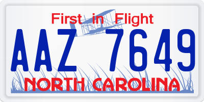 NC license plate AAZ7649