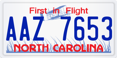 NC license plate AAZ7653