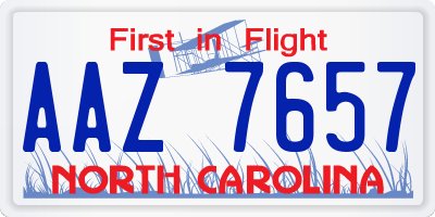 NC license plate AAZ7657