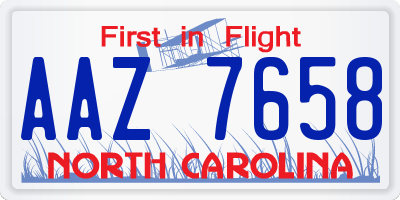 NC license plate AAZ7658