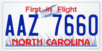 NC license plate AAZ7660