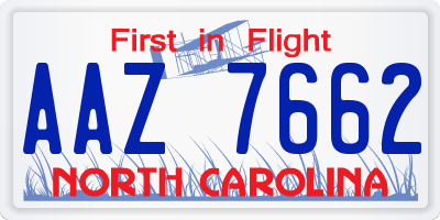 NC license plate AAZ7662