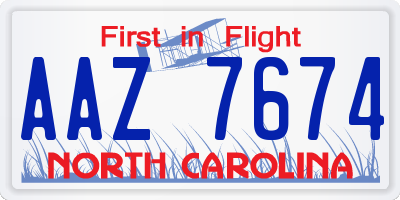 NC license plate AAZ7674