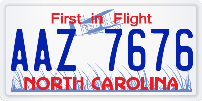 NC license plate AAZ7676