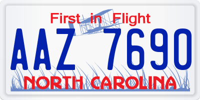 NC license plate AAZ7690