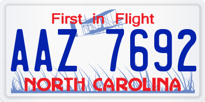 NC license plate AAZ7692