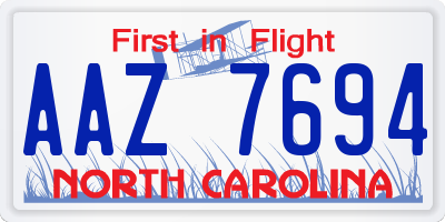 NC license plate AAZ7694