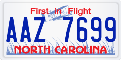 NC license plate AAZ7699