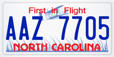 NC license plate AAZ7705
