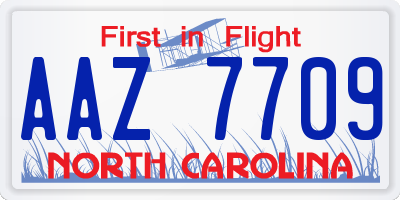 NC license plate AAZ7709