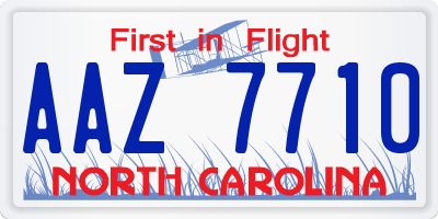 NC license plate AAZ7710