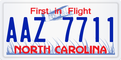 NC license plate AAZ7711