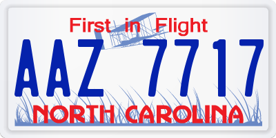 NC license plate AAZ7717