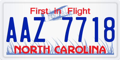 NC license plate AAZ7718