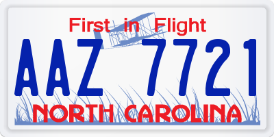 NC license plate AAZ7721