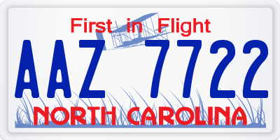 NC license plate AAZ7722