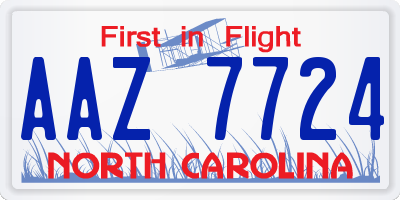 NC license plate AAZ7724