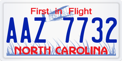 NC license plate AAZ7732