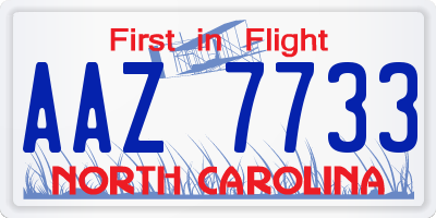 NC license plate AAZ7733