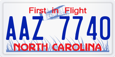 NC license plate AAZ7740