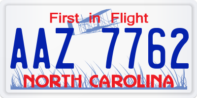 NC license plate AAZ7762