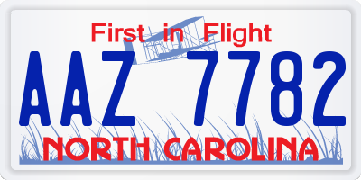 NC license plate AAZ7782