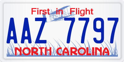 NC license plate AAZ7797