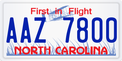 NC license plate AAZ7800