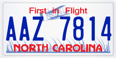 NC license plate AAZ7814