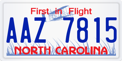 NC license plate AAZ7815