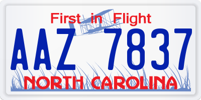NC license plate AAZ7837