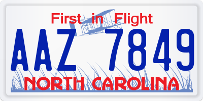 NC license plate AAZ7849