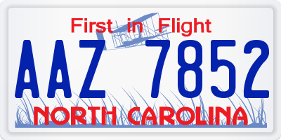 NC license plate AAZ7852