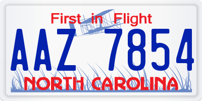 NC license plate AAZ7854