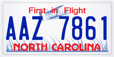 NC license plate AAZ7861