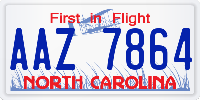 NC license plate AAZ7864