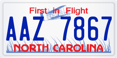 NC license plate AAZ7867