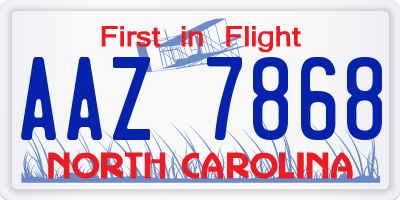NC license plate AAZ7868