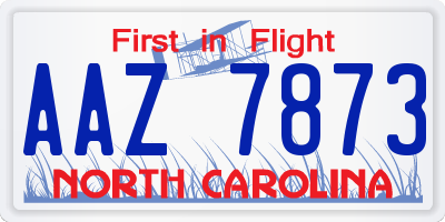 NC license plate AAZ7873