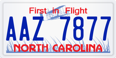 NC license plate AAZ7877